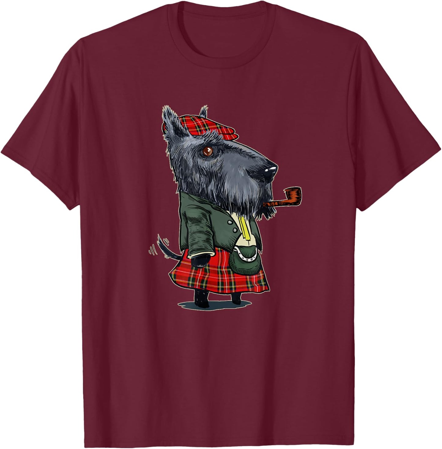 Funny Scottish Terrier Scotland Kilt Gift T-Shirt - T-Shirt | Maroon
