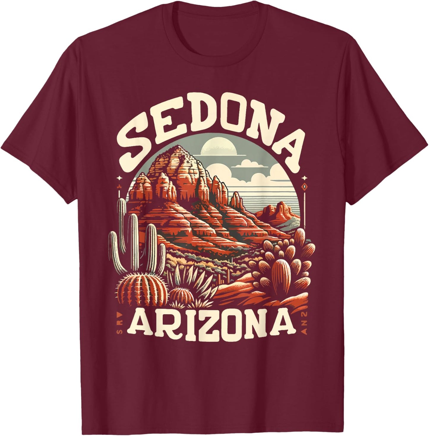 Sedona Arizona Nature Hiking Outdoor Mountain Retro Vintage T-Shirt - T-Shirt | Maroon