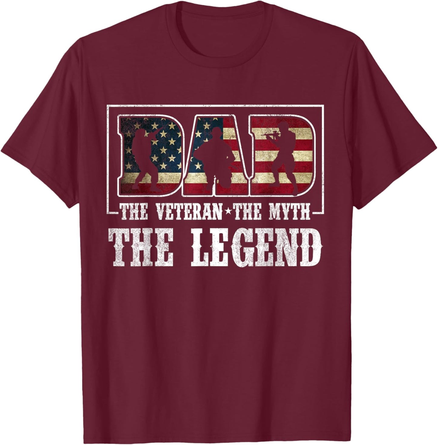 The Veteran The Myth The Legend Veteran Dad Gif T-Shirt - T-Shirt | Maroon