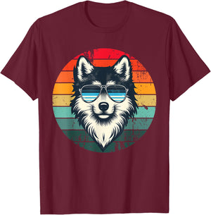 Cool Retro Wolf in Sunglasses 70s 80s 90s Novelty Funny Wolf T-Shirt - T-Shirt | Maroon