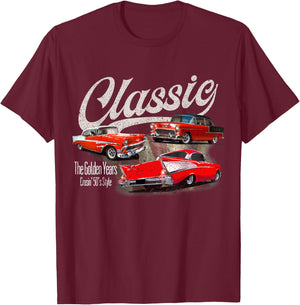 55 56 57 Chevys Bel air Truck TriFive vintage cars T-Shirt - T-Shirt | Maroon