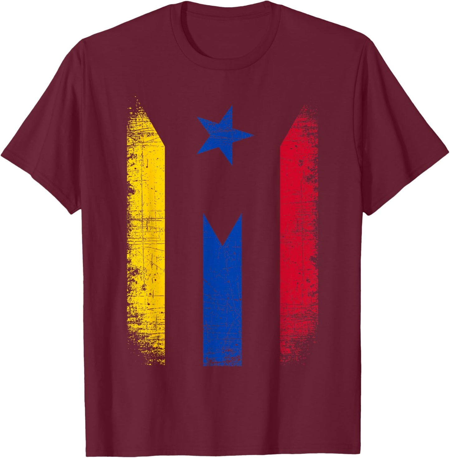 Colombia Puerto Rico Flag Retro Vintage Boricua Colombian T-Shirt - T-Shirt | Maroon