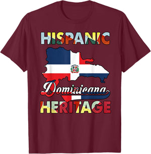 Dominican Republic Flag Hispanic Heritage Month Dominicana T-Shirt - T-Shirt | Maroon