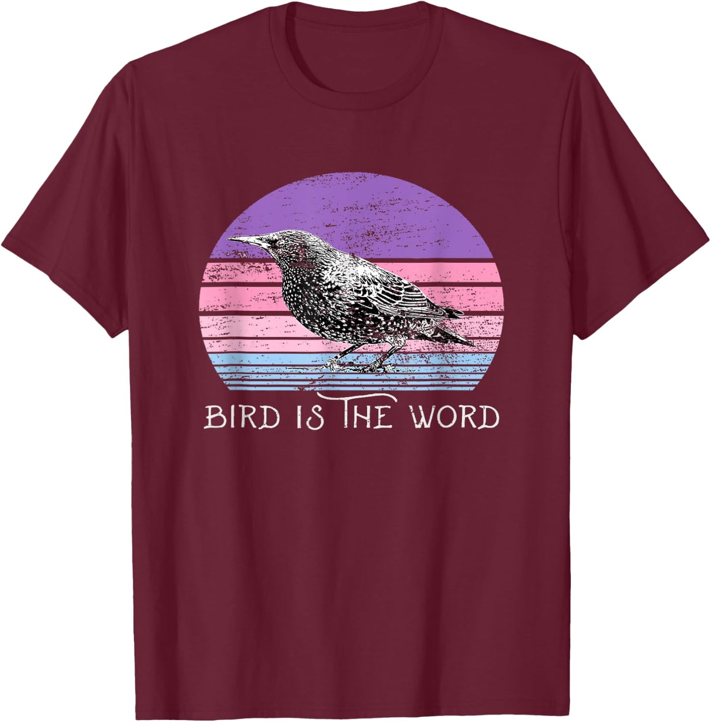 Vintage-Bird-is-The-Word- -Women's-Men's-Animal-Lover T-Shirt - T-Shirt | Maroon