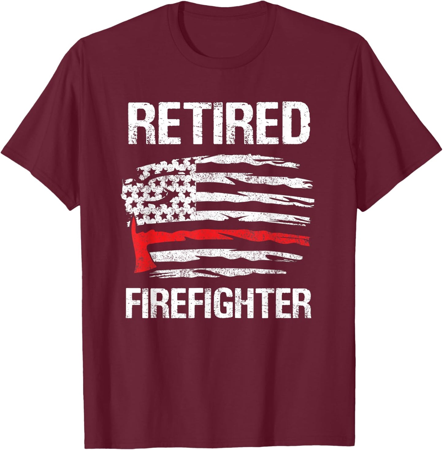 Retired Firefighter Fireman Retirement UAS flag party funny T-Shirt - T-Shirt | Maroon