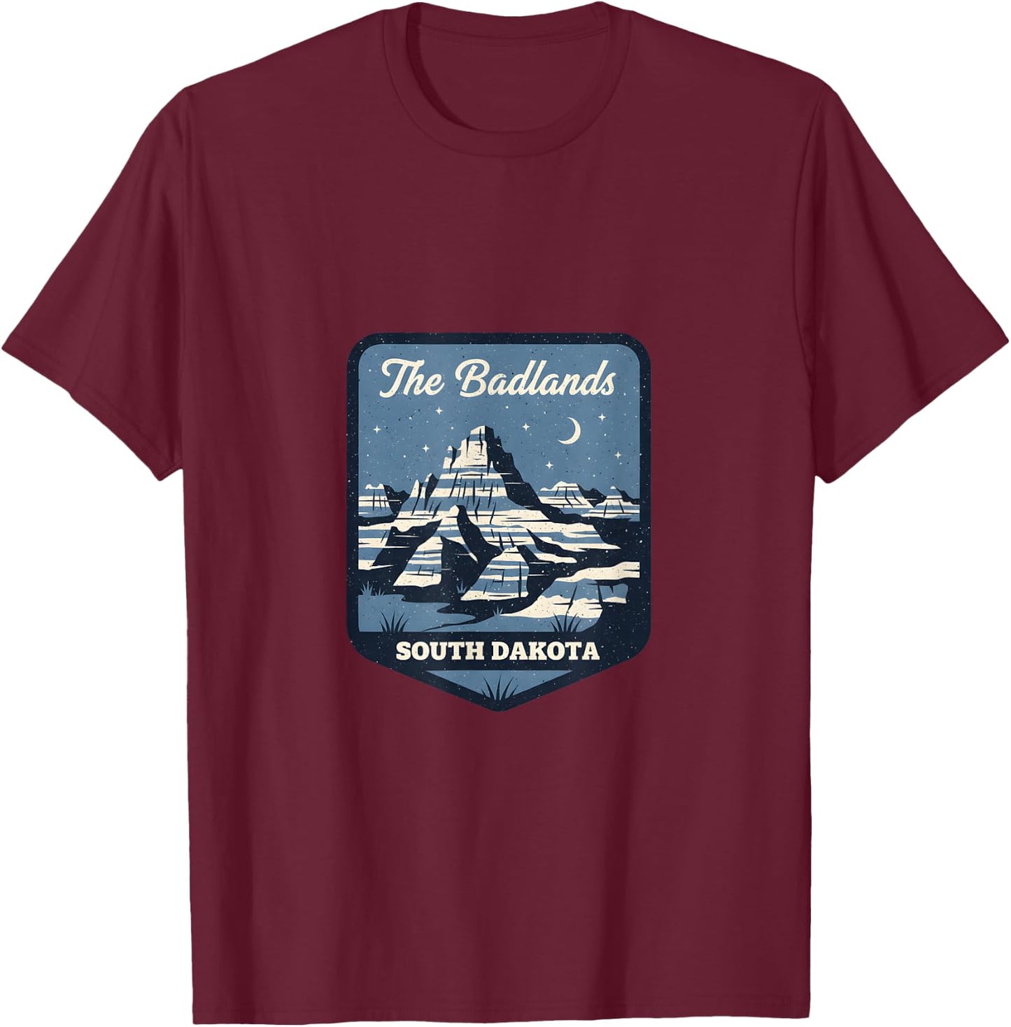 The Badlands South Dakota National Park Travel Adventure T-Shirt - T-Shirt | Maroon