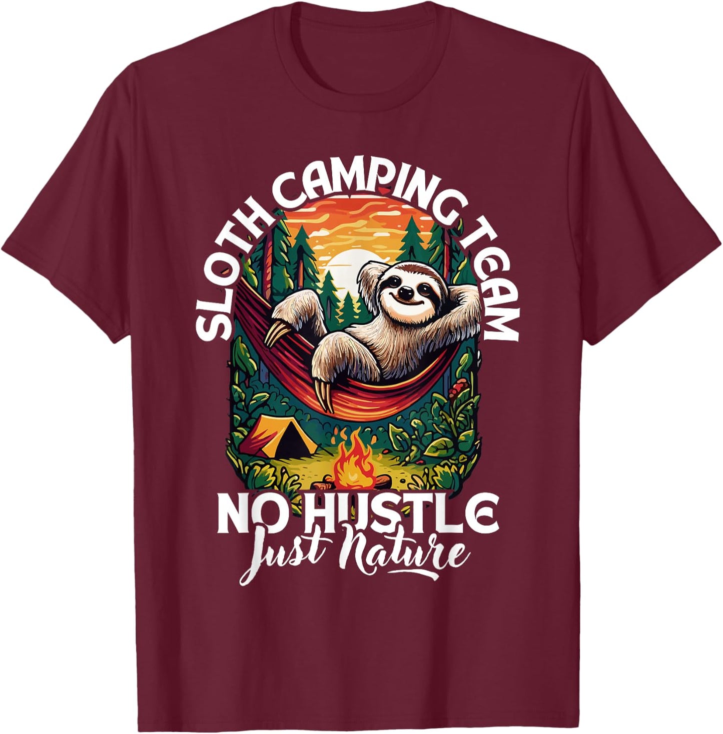 Sloth camping team, funny camping sloth, sloths and camping T-Shirt - T-Shirt | Maroon