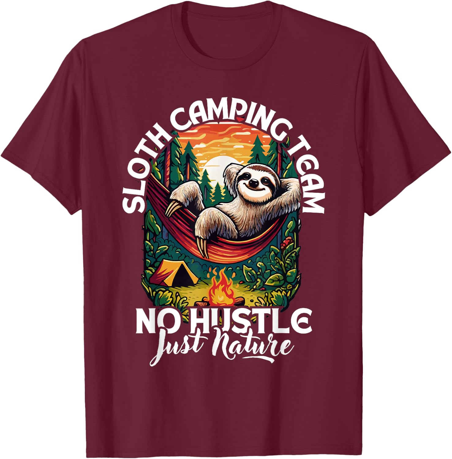 Sloth camping team, funny camping sloth, sloths and camping T-Shirt - T-Shirt | Maroon