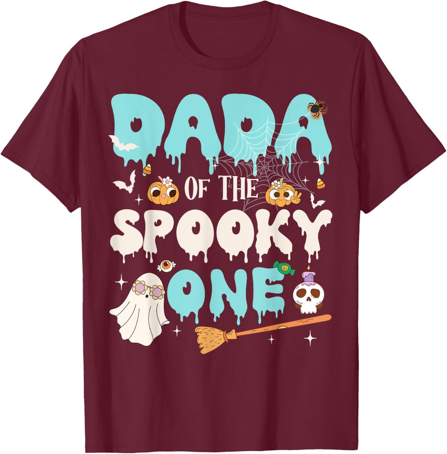 Dada of The Spooky One Boy 1st Birthday Halloween Family T-Shirt - T-Shirt | Maroon