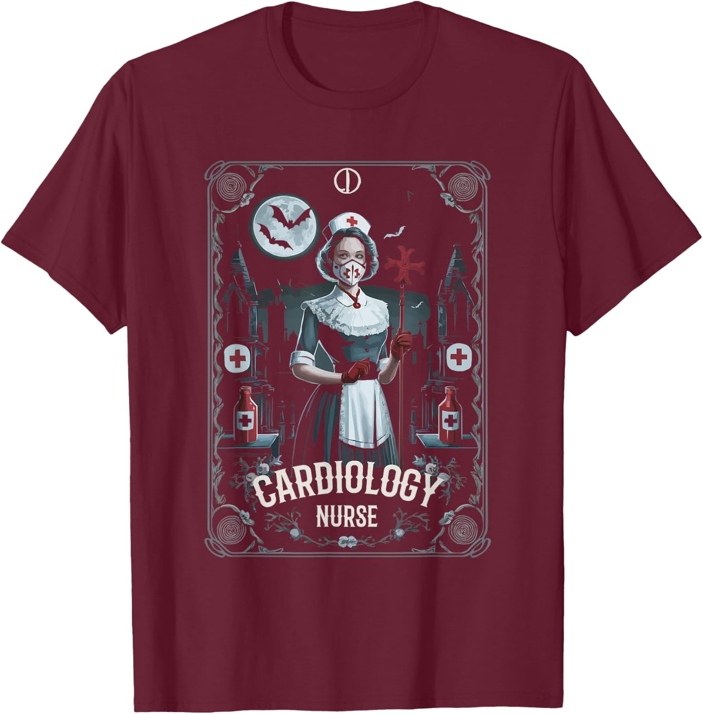 Cardiology Nurse Halloween Spooky Nursing Trick Or Treat T-Shirt - T-Shirt | Maroon