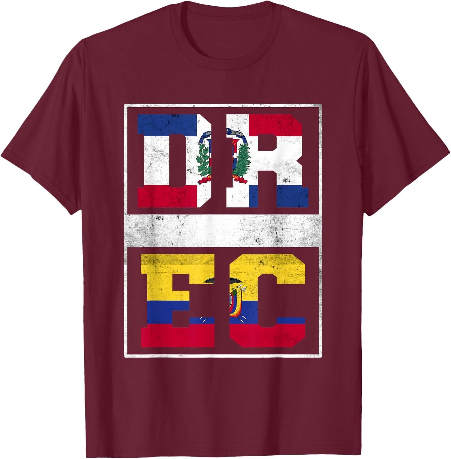 Dominican Republic and Ecuador Mix Dominicana Ecuadorian T-Shirt - T-Shirt | Maroon