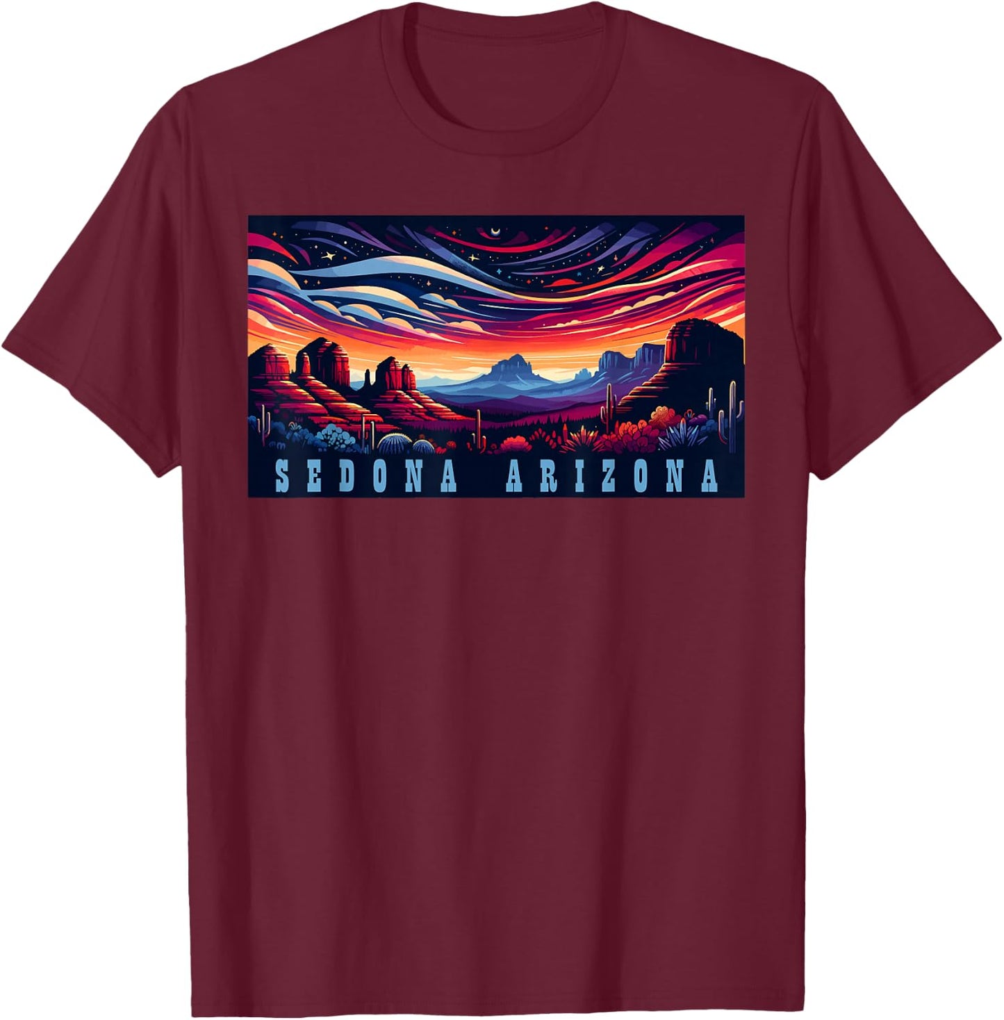 Sedona AZ Hiking Outdoors Mountain Sedona USA Retro Vintage T-Shirt - T-Shirt | Maroon