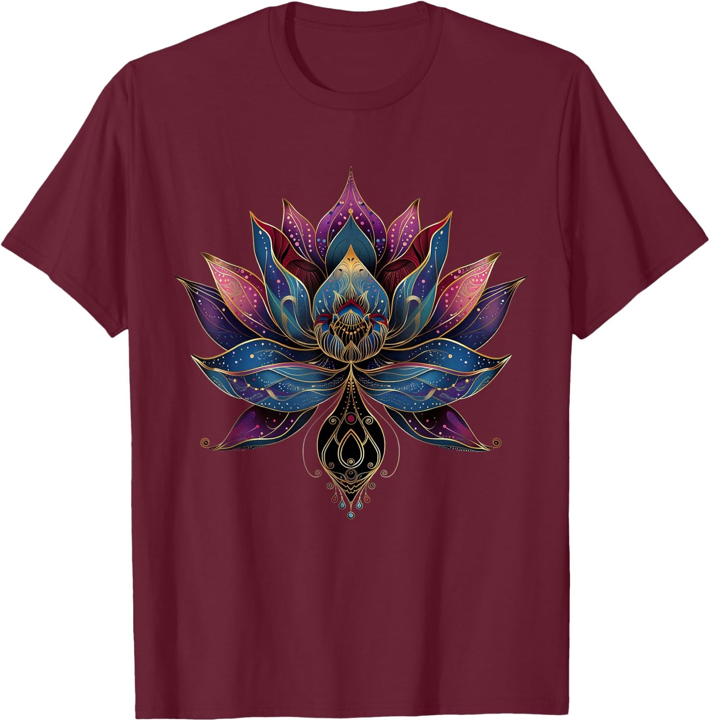 Lotus Flower Vintage Japanese Zen Buddhist Buddhism Yoga T-Shirt - T-Shirt | Maroon