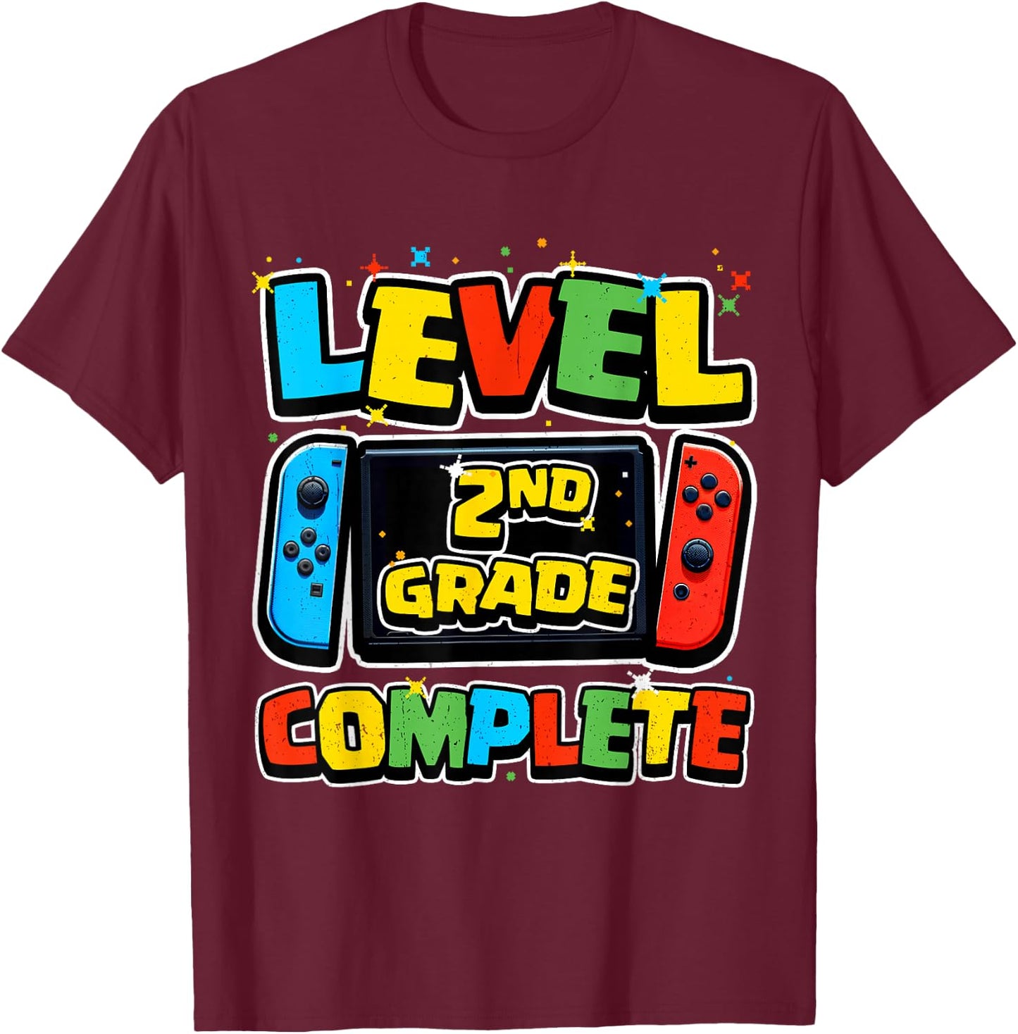 Level 2nd Grade Complete Gamer Boys Girls Kids Class of 2026 T-Shirt - T-Shirt | Maroon