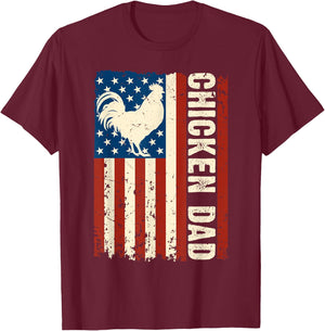 Chicken Dad Retro USA Flag Father's Day Farmers Daddy Men T-Shirt - T-Shirt | Maroon