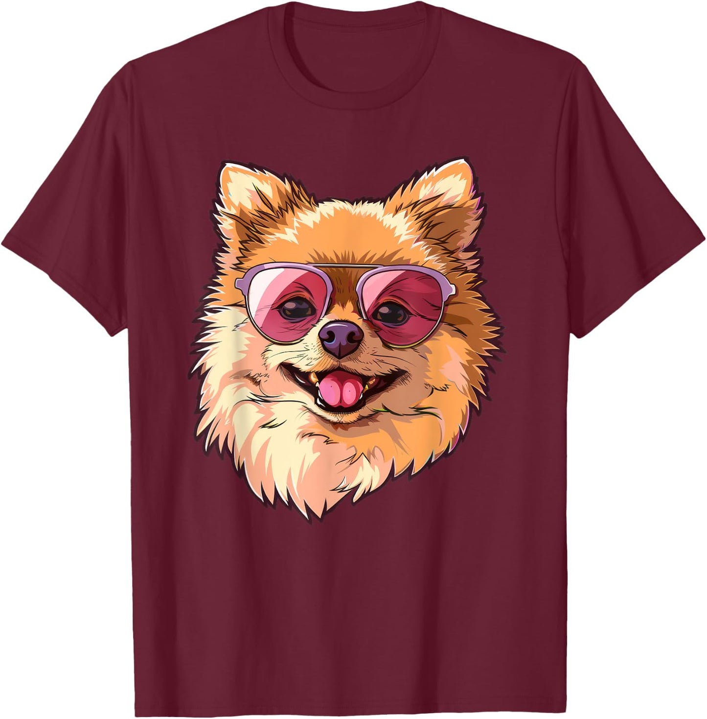 Pomeranian Dog Sunglasses Women Kids T-Shirt - T-Shirt | Maroon