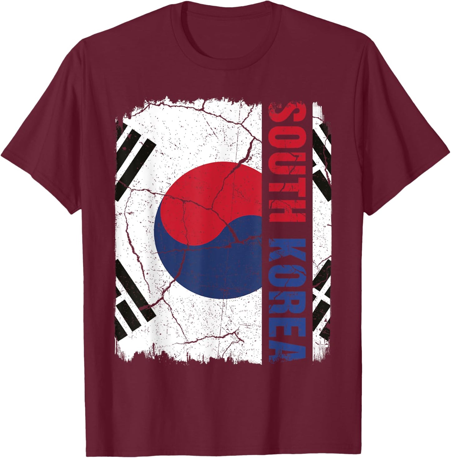 Vintage South Korean Flag South Korea Pride Roots Heritage T-Shirt - T-Shirt | Maroon