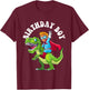 Birthday Boy Riding T Rex Dinosaur Superhero Kids Toddler T-Shirt - T-Shirt | Maroon