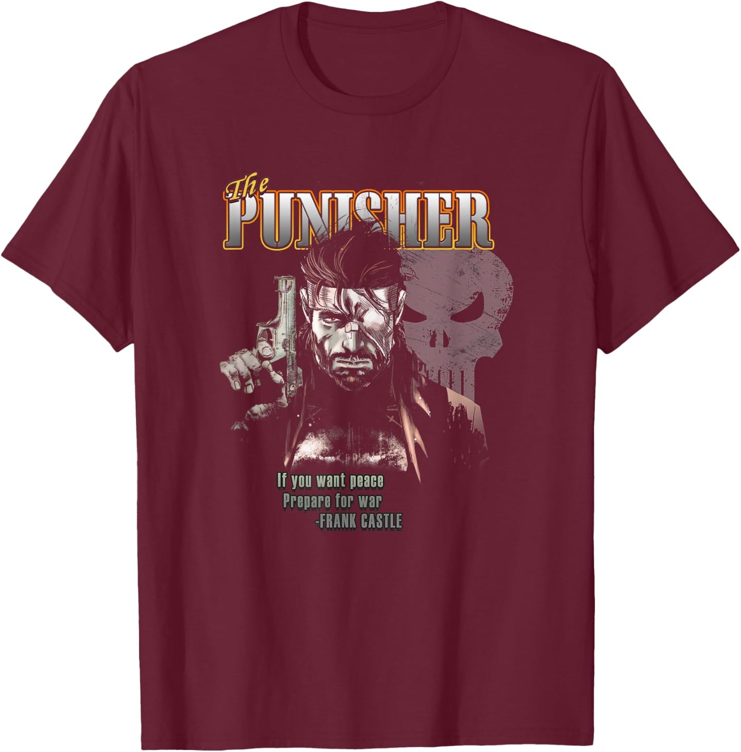 Marvel Punisher If You Want Peace Prepare For War Vintage T-Shirt - T-Shirt | Maroon