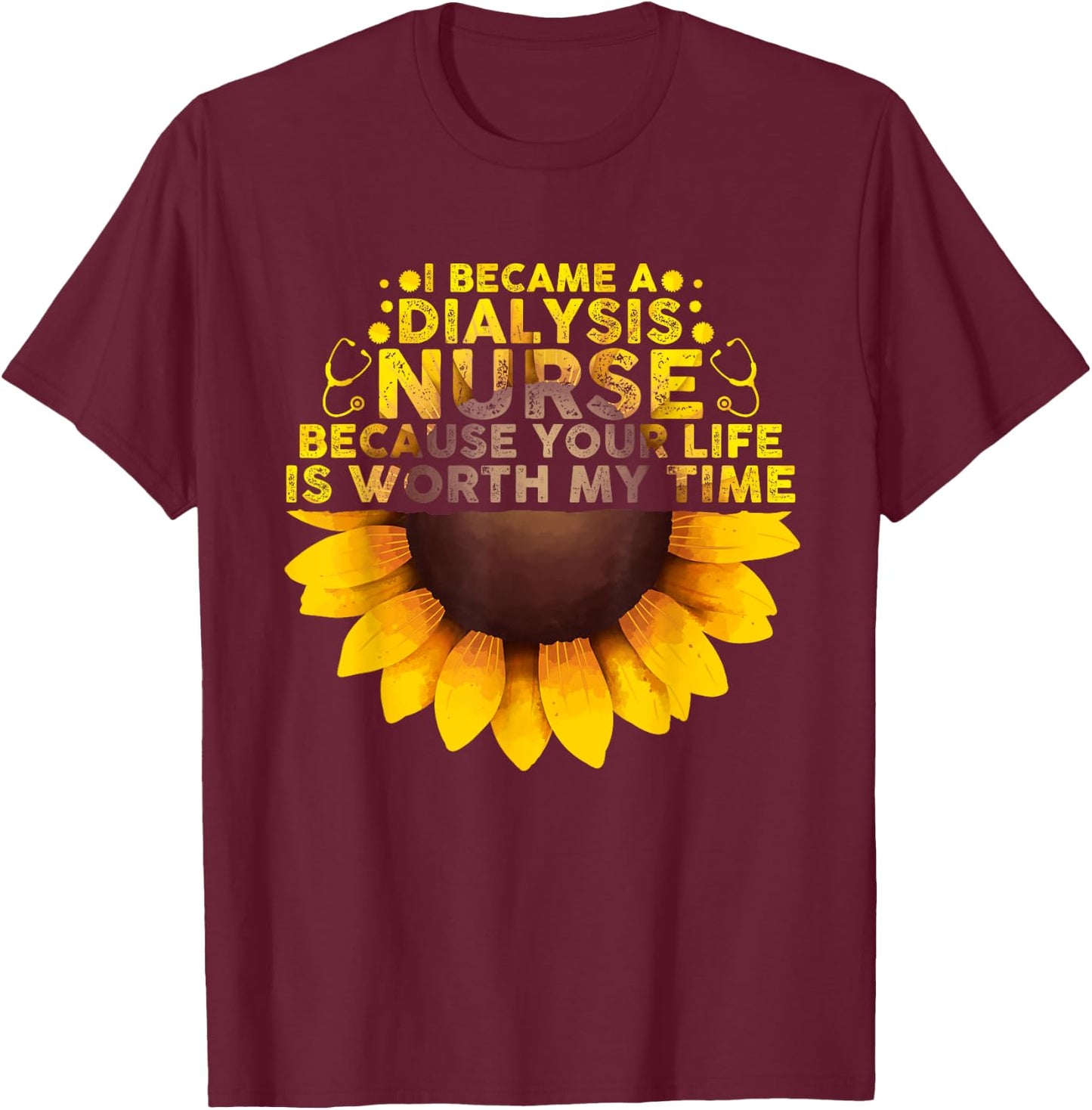 Cool Dialysis Nurse Women Kidney Nephrology Nursing T-Shirt - T-Shirt | Maroon