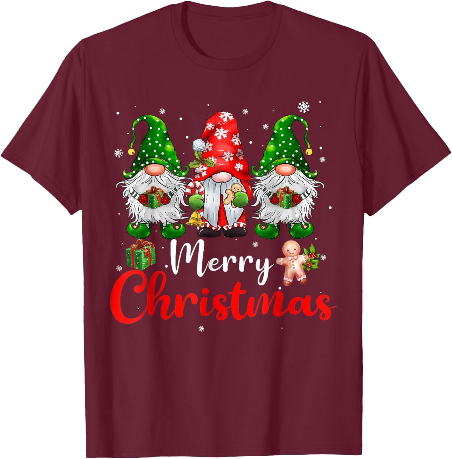 Merry Christmas Gnomes Xmas Family Men Women T-Shirt - T-Shirt | Maroon