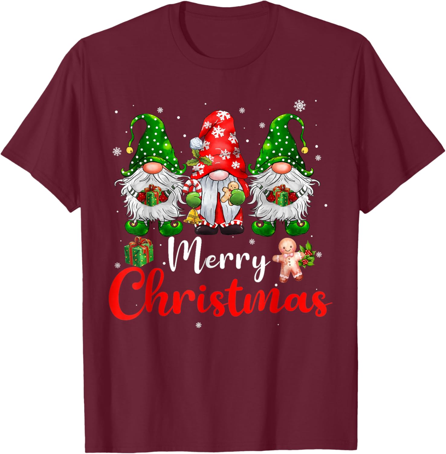Merry Christmas Gnomes Xmas Family Men Women T-Shirt - T-Shirt | Maroon