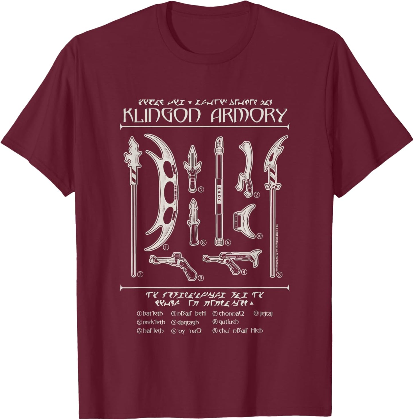 Star Trek: The Next Generation Klingon Armory Weapon Guide T-Shirt - T-Shirt | Maroon