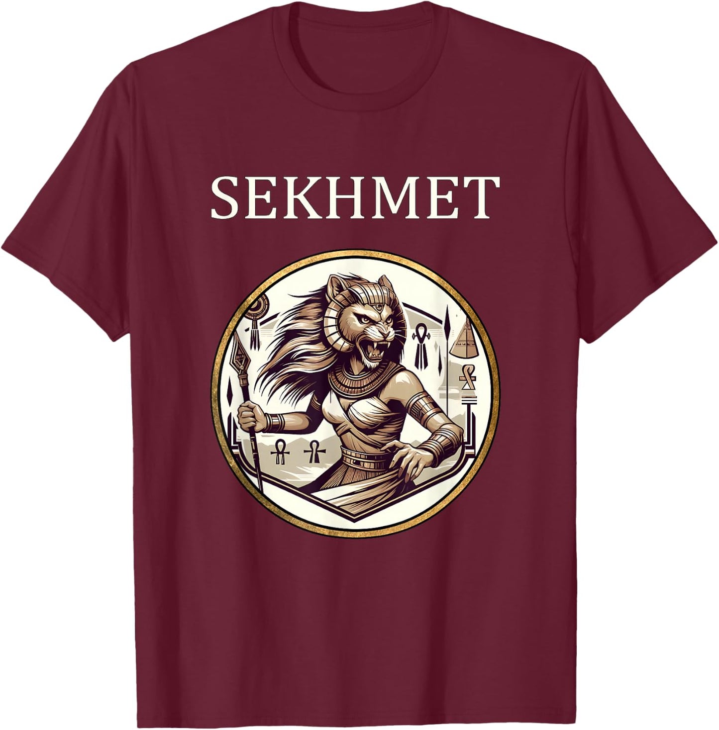 Sekhmet Egyptian Goddess of War and Healing T-Shirt - T-Shirt | Maroon