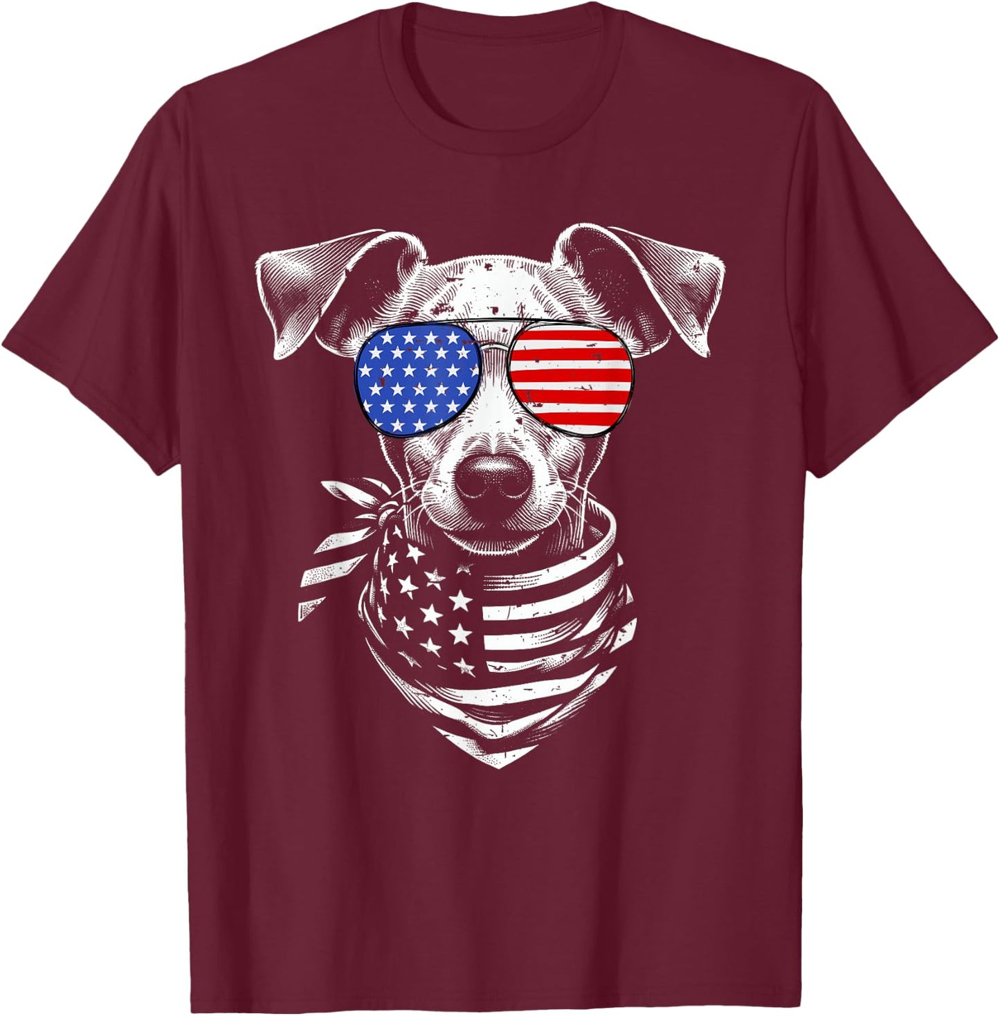 Min Pin Dog Patriotic 4th of July American US Flag Kids Men T-Shirt - T-Shirt | Maroon