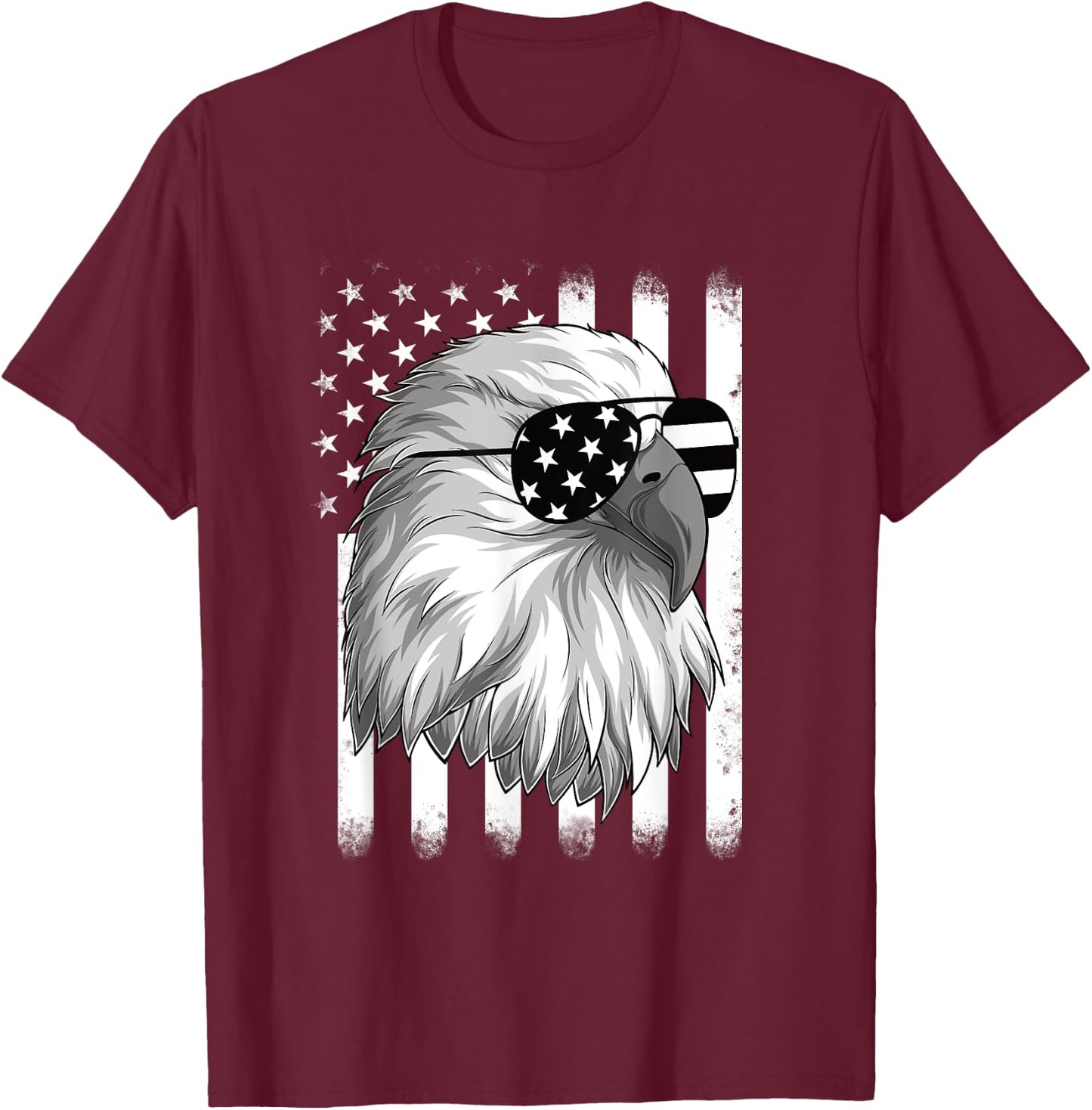 Patriotic Eagle 4th Of July USA American Flag Men Boys Kids T-Shirt - T-Shirt | Maroon