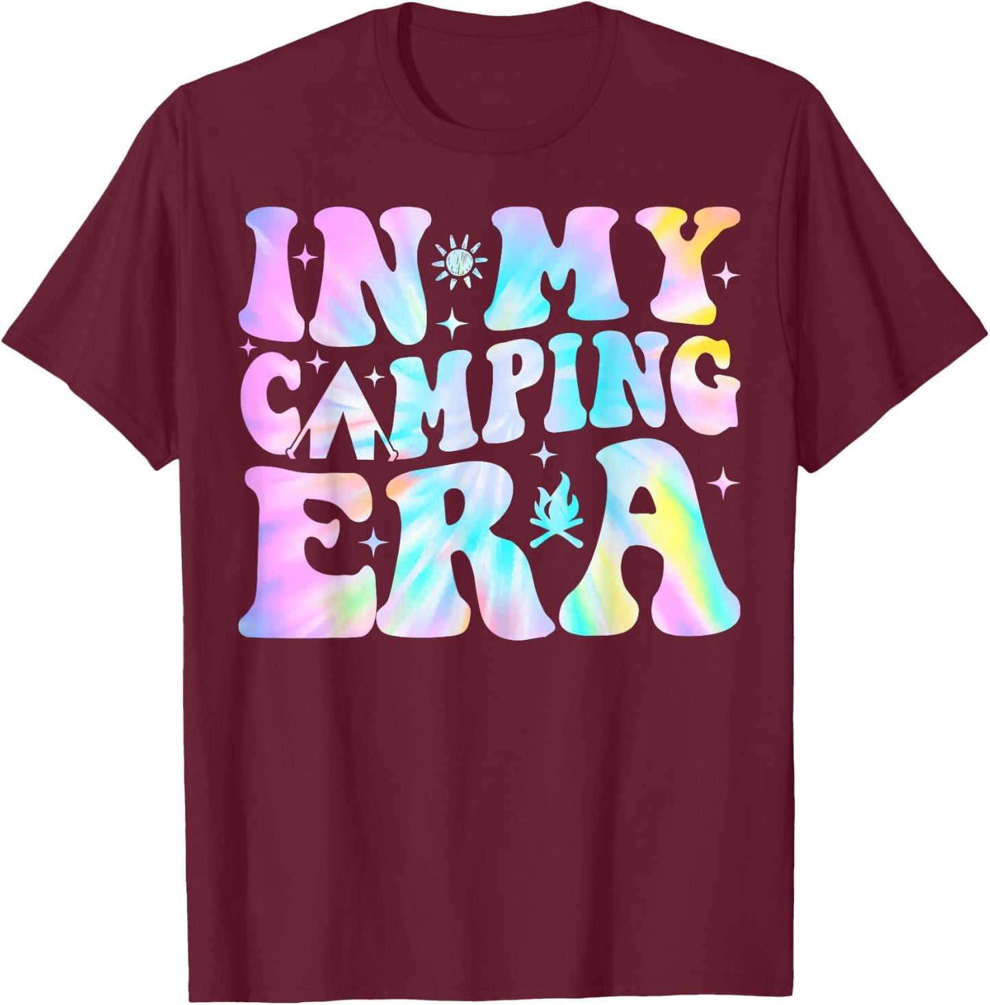 Groovy In My Camping Era Camper T-Shirt - T-Shirt | Maroon
