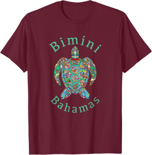 Bimini, Bahamas Tribal Turtle Gift T-Shirt - T-Shirt | Maroon