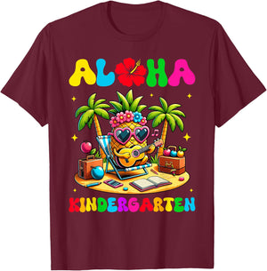 Aloha Kindergarten Pineapple Hawaii Back to School Kids Girl T-Shirt - T-Shirt | Maroon