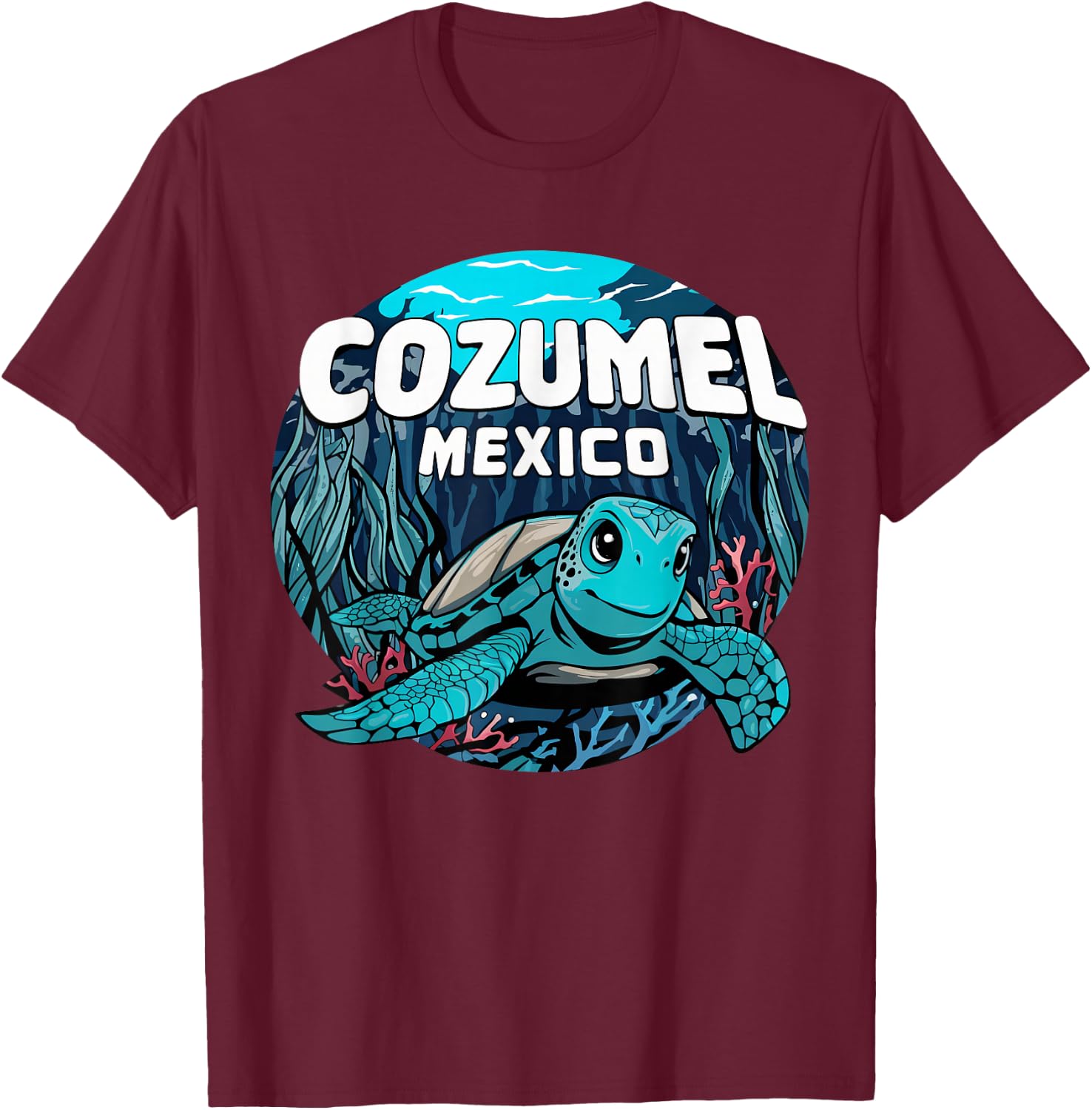 Cozumel Sea Turtle T-Shirt - T-Shirt | Maroon