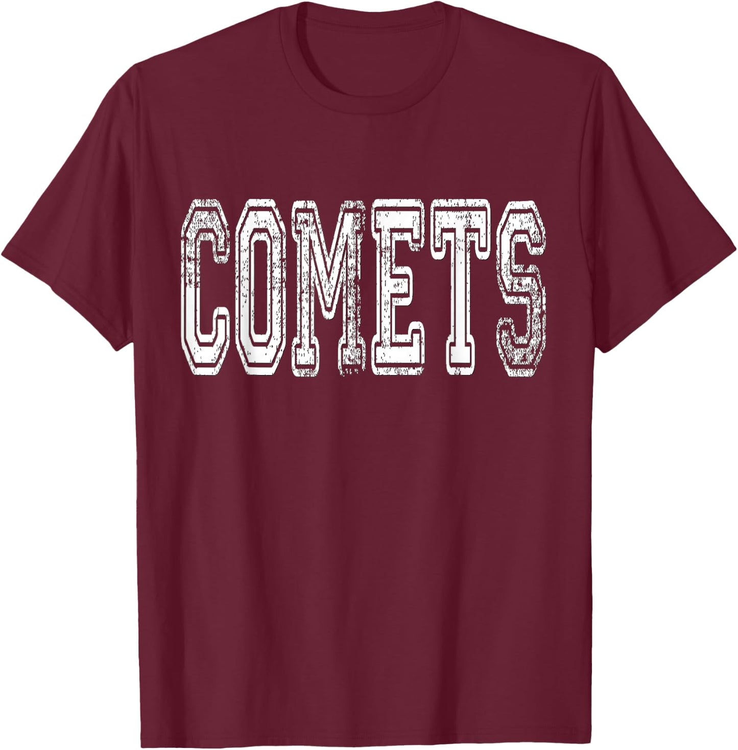 Comets Mascot Distressed Vintage School Sports Name Fans T-Shirt - T-Shirt | Maroon