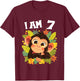 Kids 7 Years old 7 birthday Monkeys Boy Girl Monkey T-Shirt - T-Shirt | Maroon