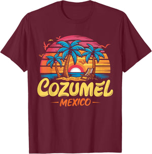 Cozumel Mexico Tropical Sunset beach Souvenir Vacation T-Shirt - T-Shirt | Maroon
