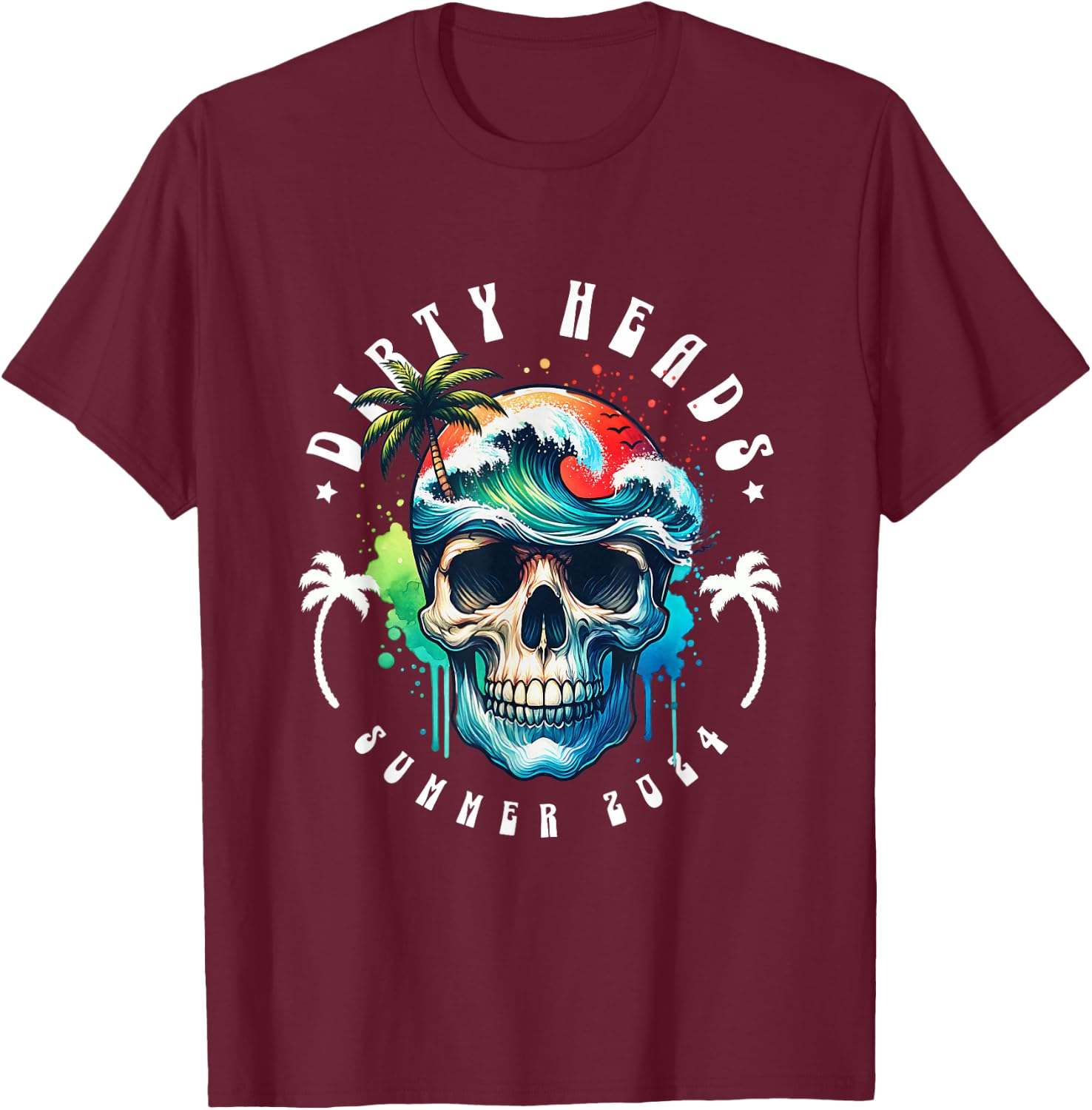 Dirty Heads Summer 2024 Beach T-Shirt - T-Shirt | Maroon