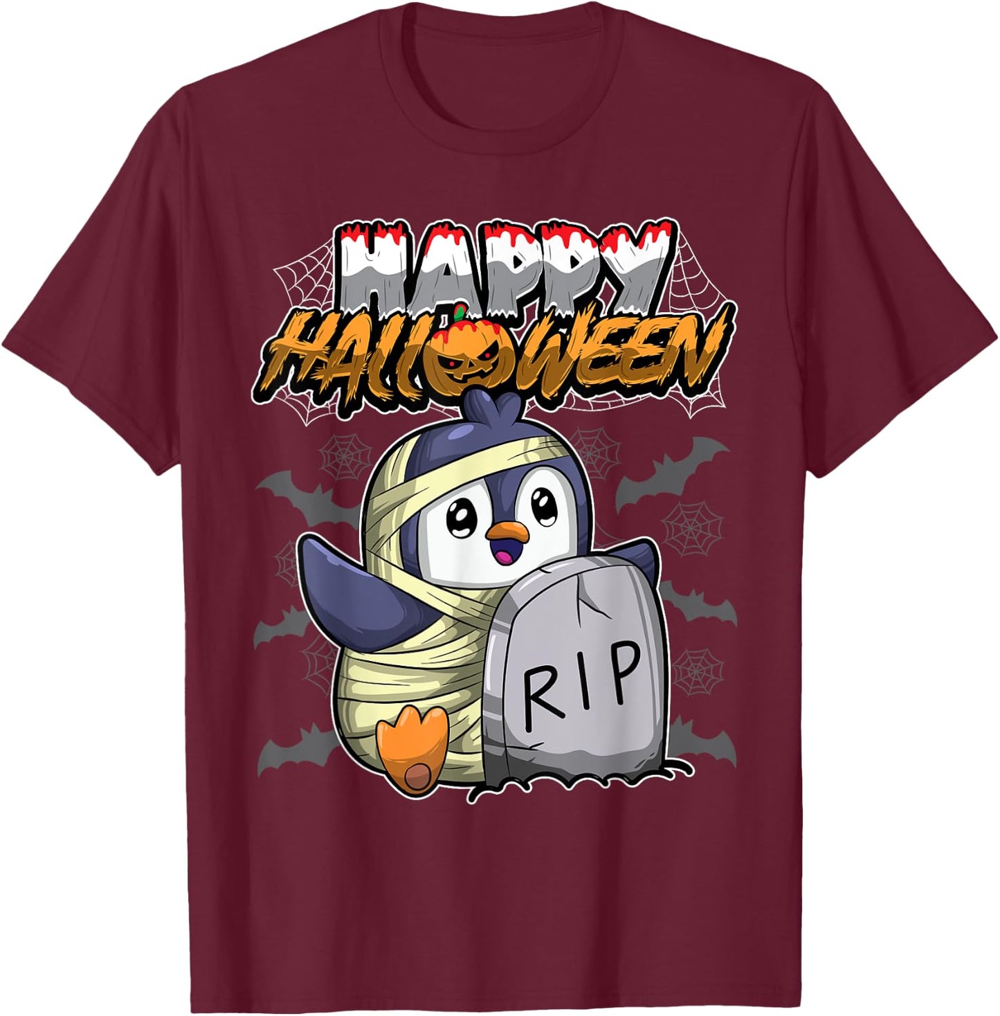 Happy Halloween - Disguised Penguin - Halloween Costume T-Shirt - T-Shirt | Maroon