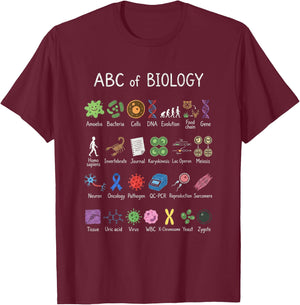 Biology Alphabet Science Education Teacher Student Chart T-Shirt - T-Shirt | Maroon