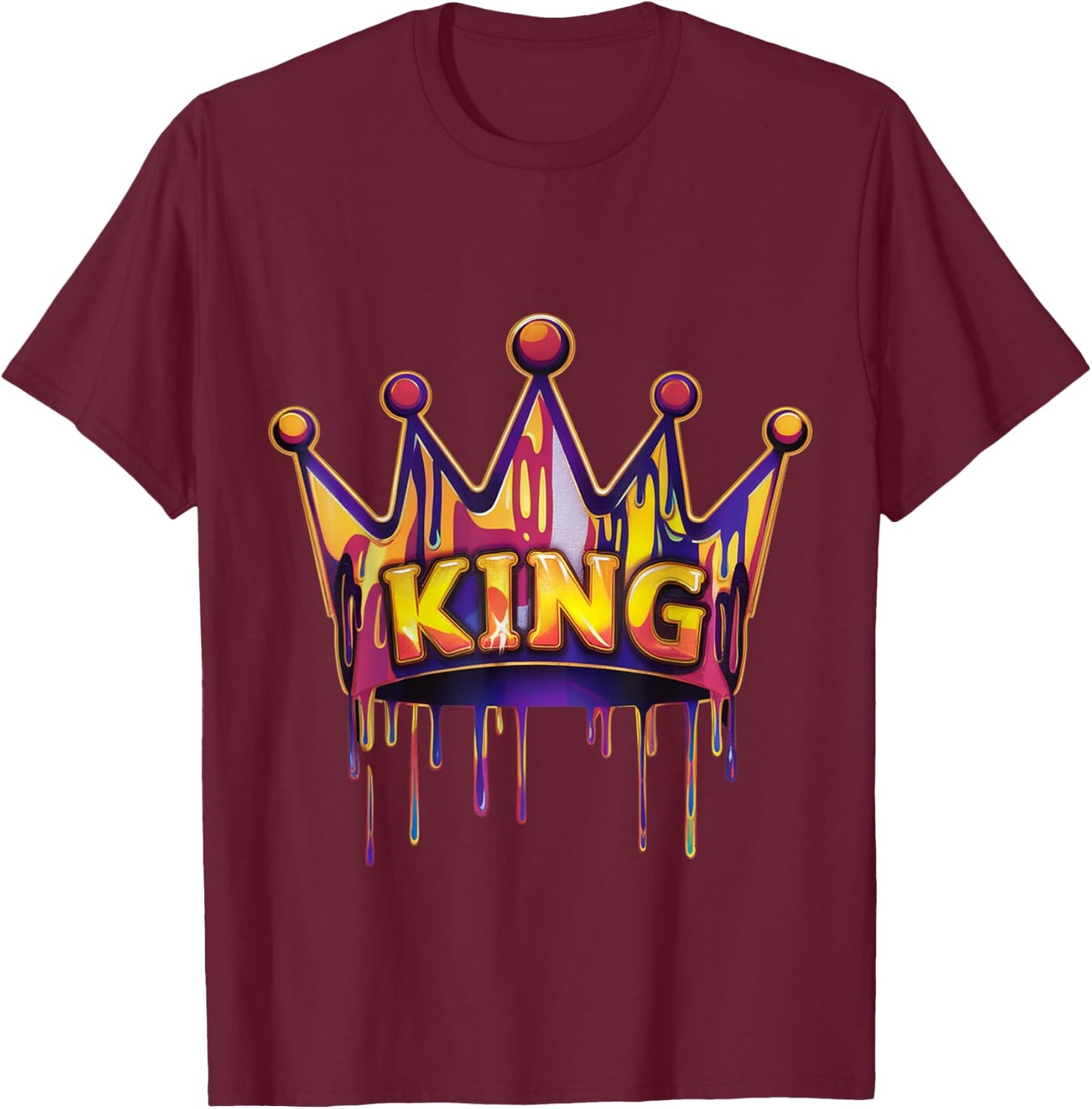 Vibrant Crown King Party Graphic Boys T-Shirt - T-Shirt | Maroon