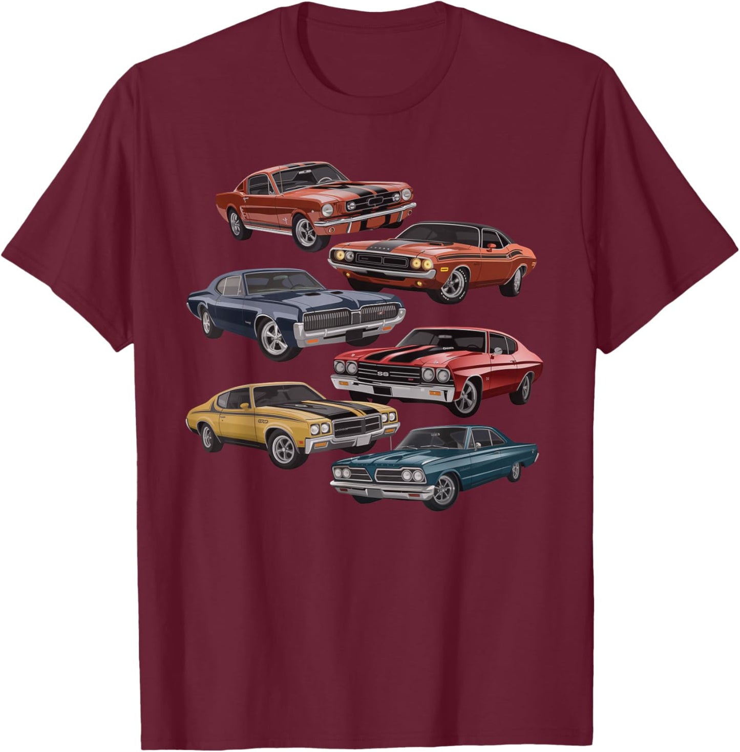 Vintage Muscle Car Artwork for Car Show Enthusiasts T-Shirt - T-Shirt | Maroon