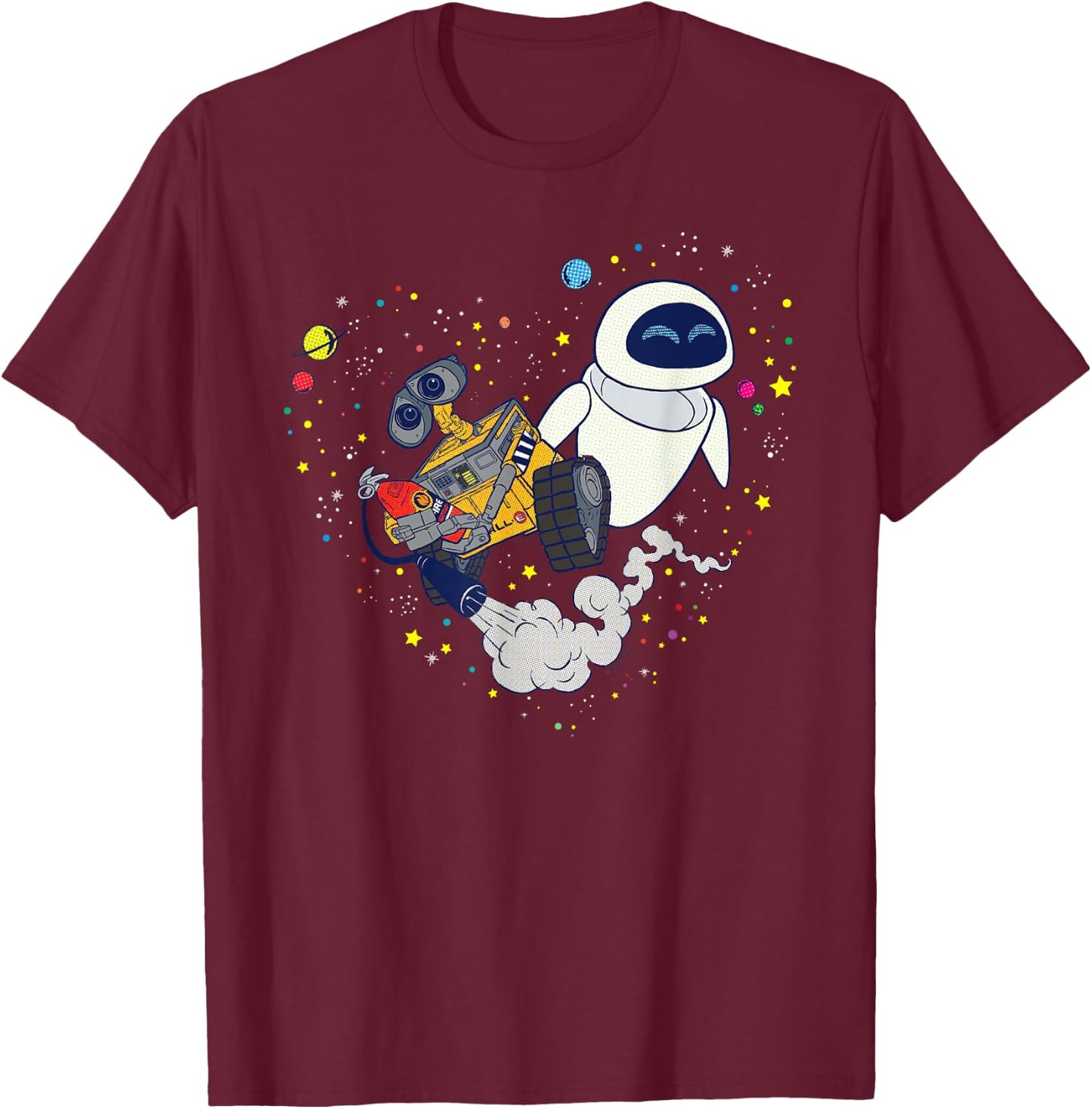 Disney and Pixar’s Wall-E and Eve Planetary Heart T-Shirt - T-Shirt | Maroon