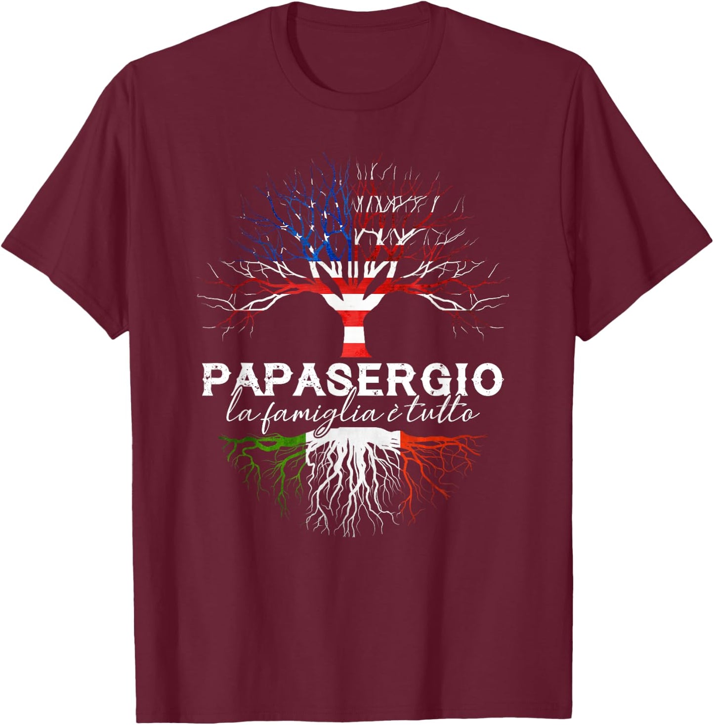 Papasergio Italian Family Name Italian Roots T-Shirt - T-Shirt | Maroon