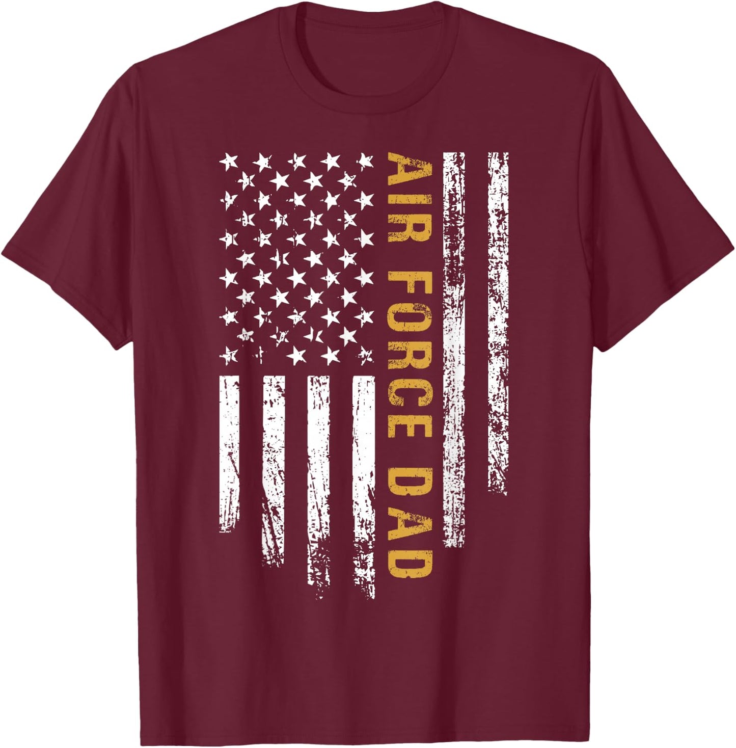 Air Force Dad Grunge American Flag Pride T-Shirt - T-Shirt | Maroon