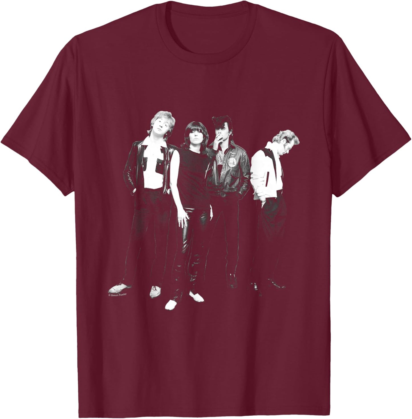 The Pretenders B&W Band Photo By Simon Fowler T-Shirt - T-Shirt | Maroon
