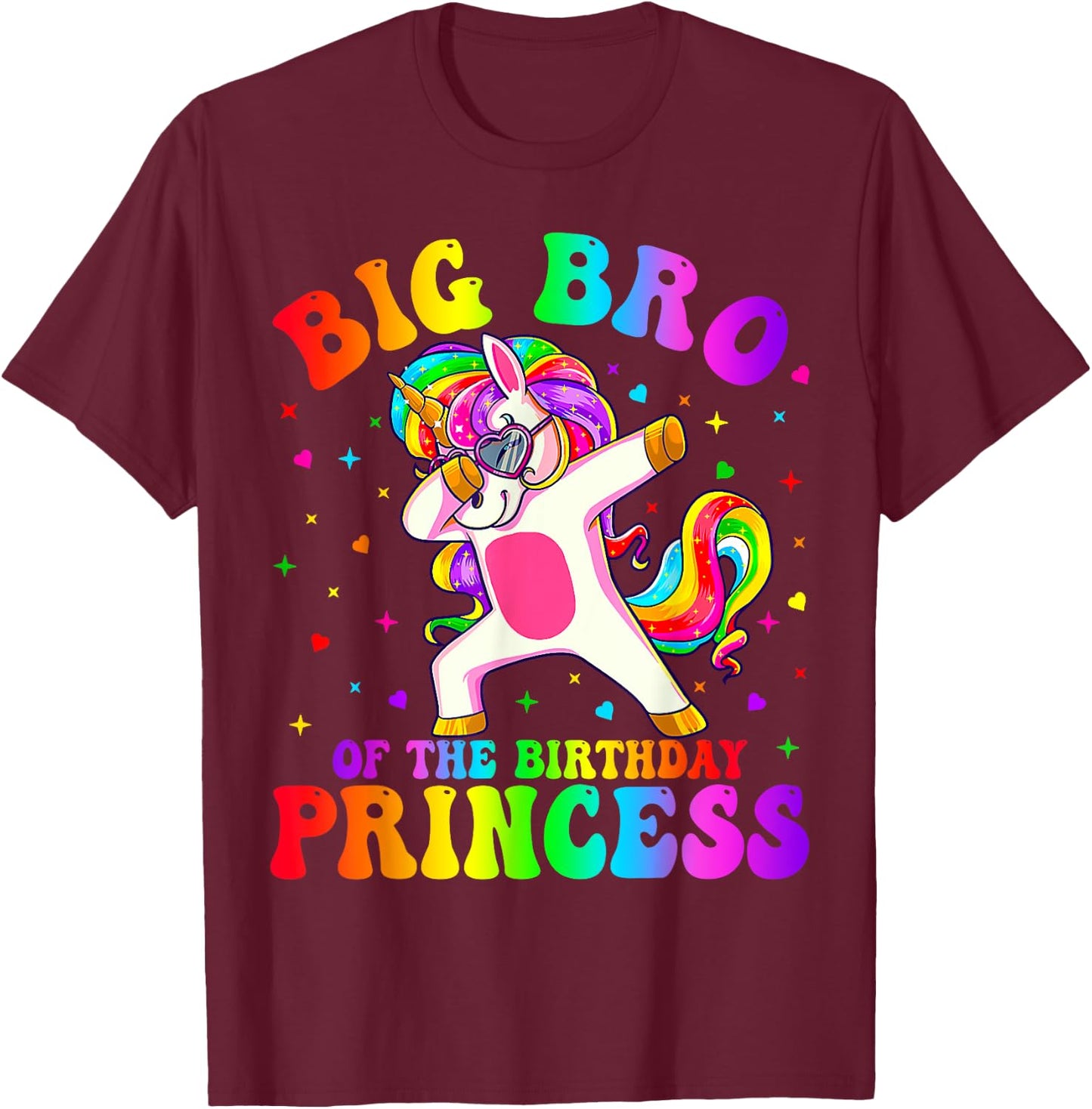 Big Brother of the Birthday Princess Girl Dabbing Unicorn T-Shirt - T-Shirt | Maroon