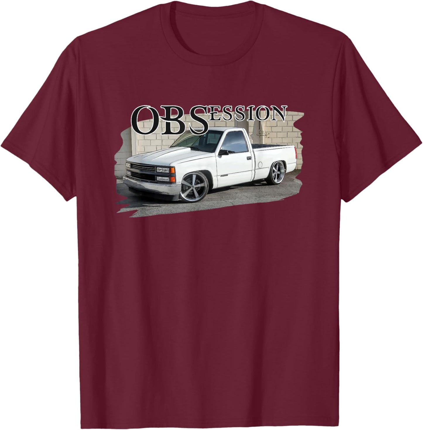 Lowered 90s Single Cab 1500 OBS Truck T-Shirt - T-Shirt | Maroon