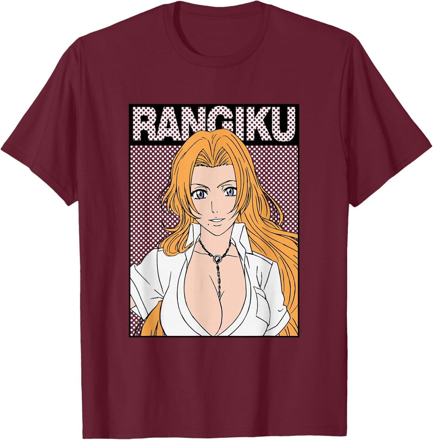 Bleach Rangiku Rectangle Dot Graphic Anime T-Shirt - T-Shirt | Maroon