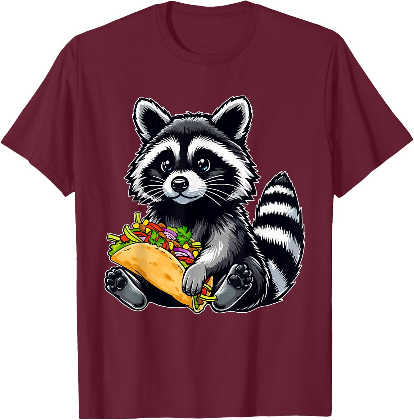 Raccoon Holding Taco Matching Zoo Animal Food Lover Kids T-Shirt - T-Shirt | Maroon